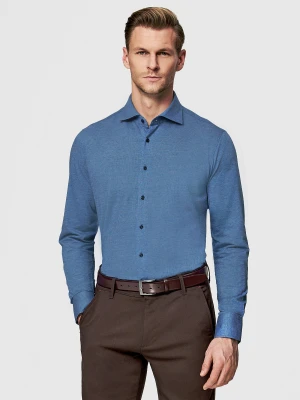 PAKO LORENTE - Niebieska dzianinowa koszula męska