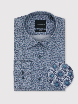 PAKO LORENTE - Niebieska koszula męska w kwiaty
