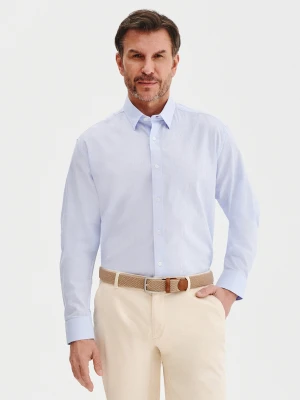 PAKO LORENTE - Niebieska koszula męska z lnem