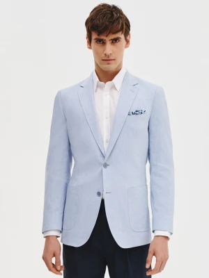 PAKO LORENTE - Niebieska marynarka męska z lnu