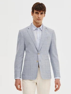 PAKO LORENTE – Niebieska marynarka z lnu w kratkę