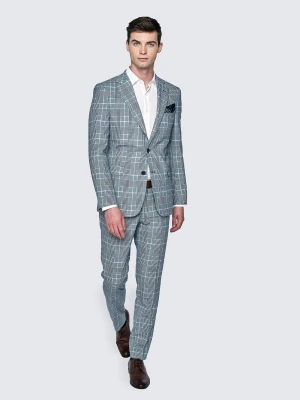 PAKO LORENTE – Niebieskie spodnie garniturowe w kratę