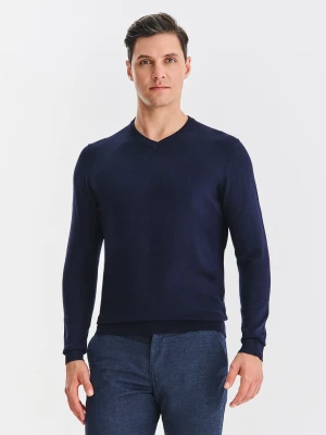PAKO LORENTE - ranatowy sweter męski v-neck