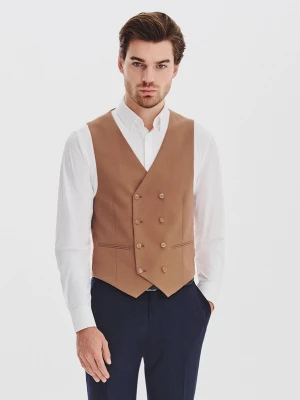 PAKO LORENTE - Ruda dwurzędowa kamizelka męska