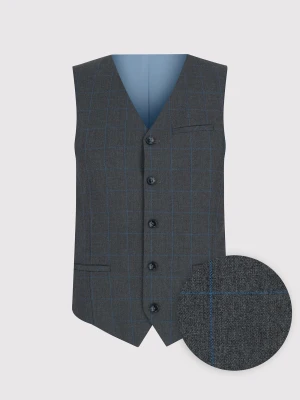 PAKO LORENTE – Szara kamizelka męska w kratę