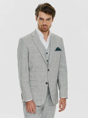 PAKO LORENTE – Szara marynarka w niebieską kratę