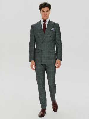 Zdjęcie produktu PAKO LORENTE – Szare garniturowe spodnie w kratę