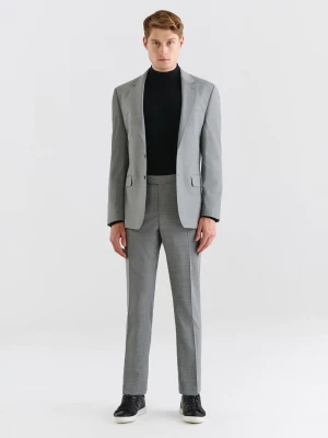 PAKO LORENTE – Szare spodnie garniturowe w delikatną kratę