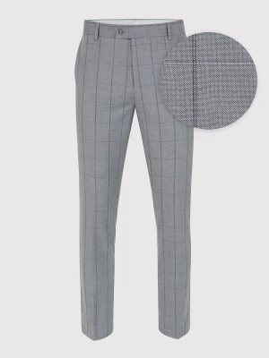PAKO LORENTE – Szare spodnie garniturowe w kratę Windowpane