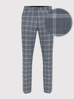 PAKO LORENTE – Szare spodnie garniturowe w kratę z wełną