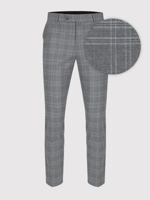 PAKO LORENTE – Szare spodnie garniturowe w kratkę