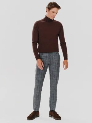 PAKO LORENTE – Szare spodnie męskie w niebieską kratę