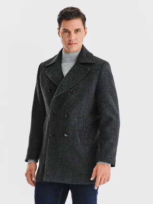 PAKO LORENTE – Szary płaszcz dwurzędowy z wełną