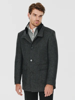 PAKO LORENTE – Szary płaszcz męski zapinany na guziki