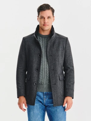 PAKO LORENTE - Szary płaszcz zapinany na guziki