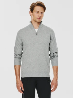 PAKO LORENTE – Szary sweter z wysoką stójką zapinaną na zamek