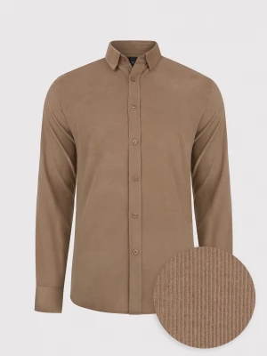 PAKO LORENTE – Sztruksowa koszula męska w kolorze beżowym