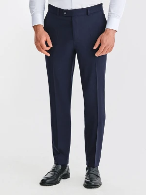 PAKO LORENTE - Wełniane granatowe spodnie garniturowe