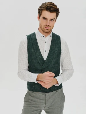 PAKO LORENTE – Zielona dwurzędowa kamizelka męska