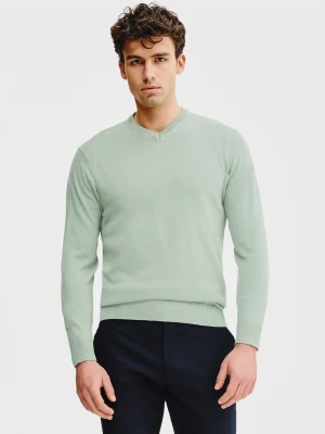 PAKO LORENTE – Zielony męski sweter w serek