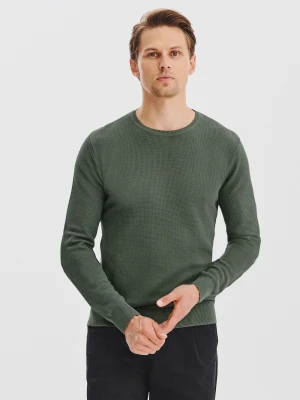 PAKO LORENTE - Zielony sweter męski o-neck