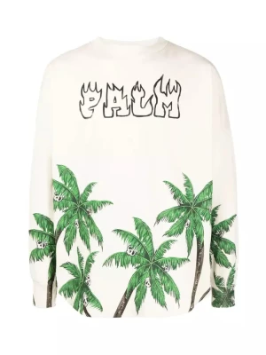 Palm Angels Beżowa bluza z nadrukiem