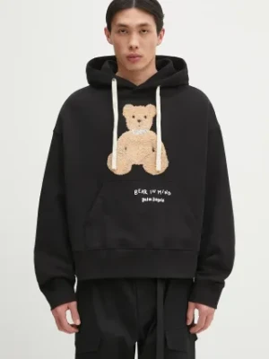 Palm Angels bluza bawełniana Bear In Mind męska kolor czarny z kapturem z aplikacją PMBB172S25FLE0011060