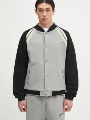 Palm Angels bluza bawełniana Curved Logo Track Varsity męska kolor szary wzorzysta PMEK010S25FAB0010810
