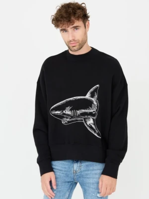 PALM ANGELS Czarna męska bluza Split Shark Crew, Rozmiar S