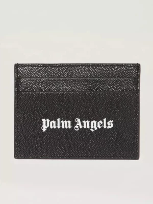 Palm Angels Czarne skórzane etui na karty