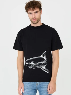 PALM ANGELS Czarny męski t-shirt Broken Shark Classic Tee, Rozmiar S