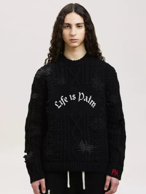 Palm Angels Czarny wełniany sweter z logo