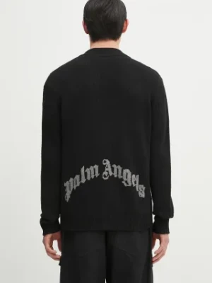 Palm Angels kardigan Curved Logo męski kolor czarny PMHB035S25KNI0011008