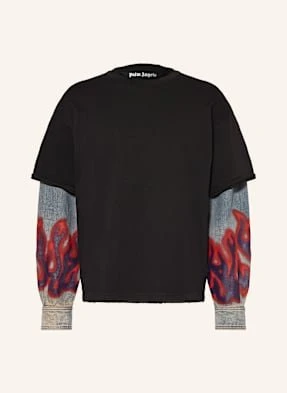 Palm Angels Koszulka Z Długim Rękawem Flames Hybrid schwarz