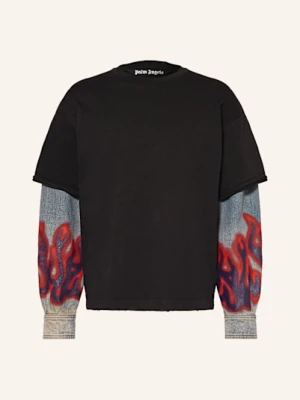 Palm Angels Koszulka Z Długim Rękawem Flames Hybrid schwarz
