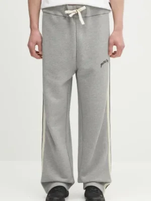 Palm Angels spodnie dresowe bawełniane Curved Logo Track męskie kolor szary wzorzyste PMCH02BS25FLE0010810