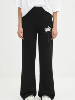 Palm Angels spodnie z domieszką wełny Palms Knit damskie kolor czarny szerokie high waist PWHG035S25KNI0011003