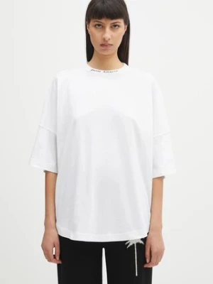 Palm Angels t-shirt bawełniany Back Curved Logo Loose damski kolor biały PWAA023S25JER0040110