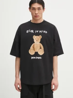 Palm Angels t-shirt bawełniany Bear In Mind Over męski kolor czarny z nadrukiem PMAA002S25JER0021060