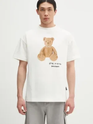 Palm Angels t-shirt bawełniany Bear In Mind Reg męski kolor beżowy z nadrukiem PMAA001S25JER0050360