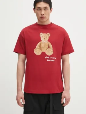 Palm Angels t-shirt bawełniany Bear In Mind Reg męski kolor czerwony z nadrukiem PMAA001S25JER0052560