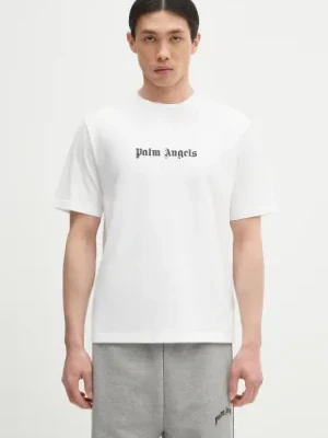 Palm Angels t-shirt bawełniany Classic Logo Slim męski kolor biały z nadrukiem PMAA089C99JER0030110