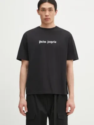 Palm Angels t-shirt bawełniany Classic Logo Slim męski kolor czarny z nadrukiem PMAA089C99JER0031001