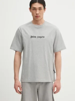 Palm Angels t-shirt bawełniany Classic Logo Slim męski kolor szary z nadrukiem PMAA089C99JER0030810