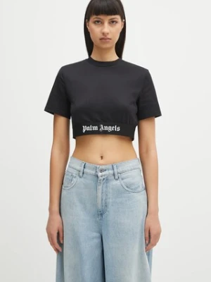 Palm Angels t-shirt bawełniany Classic Logo Tape Crop damski kolor czarny PWAA067C99JER0011010