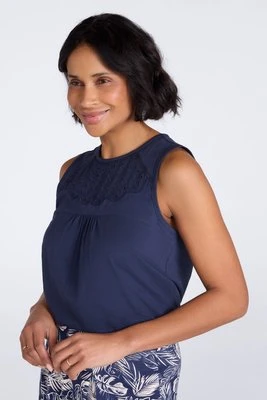 Palma damska koszulka bez rękawów z haftem - Navy Mountain Warehouse