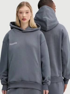 Pangaia bluza bawełniana kolor szary z kapturem z nadrukiem 10001740