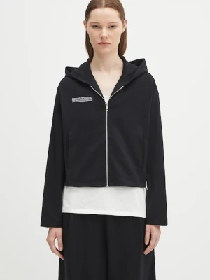 Pangaia bluza DNA Double Jersey Zip Up Hoodie damska kolor czarny z kapturem gładka 10002361