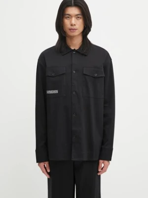 Pangaia koszula bawełniana DNA Interlock Jacket męska kolor czarny relaxed z kołnierzykiem klasycznym 10002444
