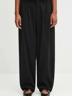 Pangaia spodnie bawełniane DNA Interlock Trousers damskie kolor czarny szerokie high waist 10002446